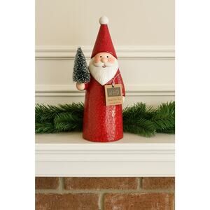 Large Santa Figurine w/ Bottle Brush Tree 9.5” WHD Holiday Decor